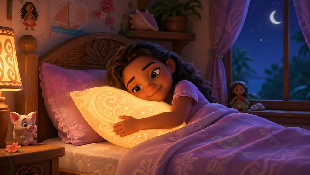 Story for Worried Child at Night, mina with her magic pillow