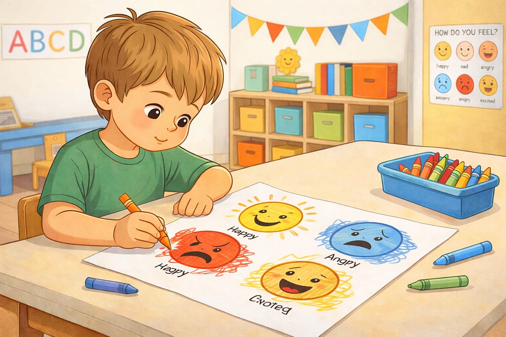 Calming Activities for Kids – emotion coloring pages helping children identify feelings