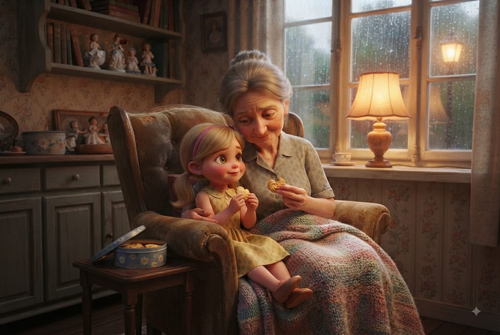 Story About Sharing For Kids: elona share cookies with grand ma