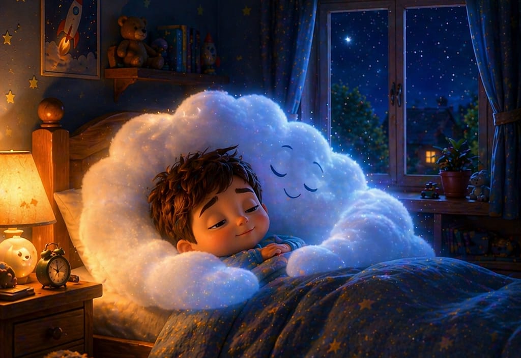 story to calm a restless child, milo sleep peacefully at bed