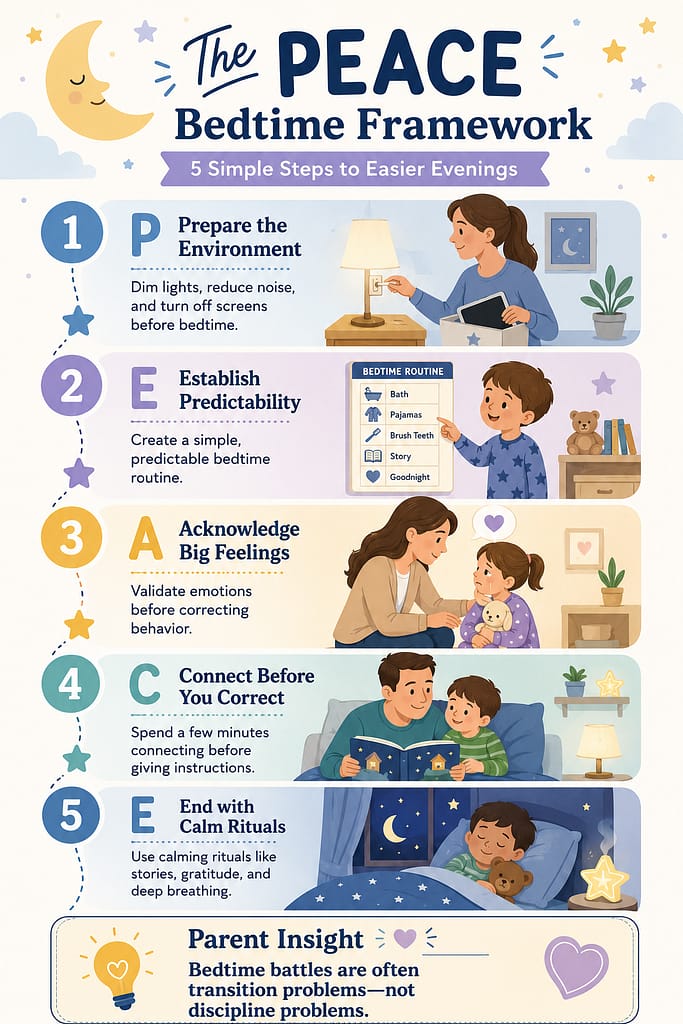 Bedtime Routine Printable for kid peace frame work