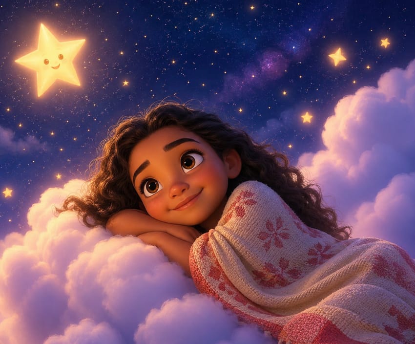 Story for Worried Child at Night: mina taling to star